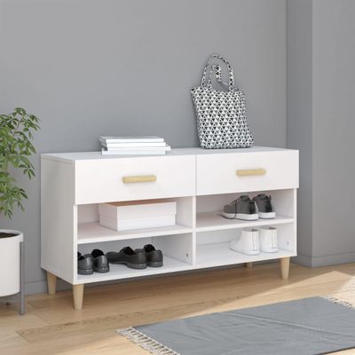 vidaXL Botník biely 102x35x55 cm spracované drevo