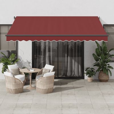 vidaXL Automaticky zaťahovacia markíza s LED vínová 400x350 cm