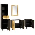 vidaXL Set kabinetov do kúpeľne 4 ks Čierna a mosadz 38 x 33 x 160 cm