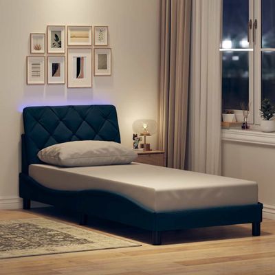 vidaXL Rám postele s LED bez matraca Modrá 80x200 cm Látka