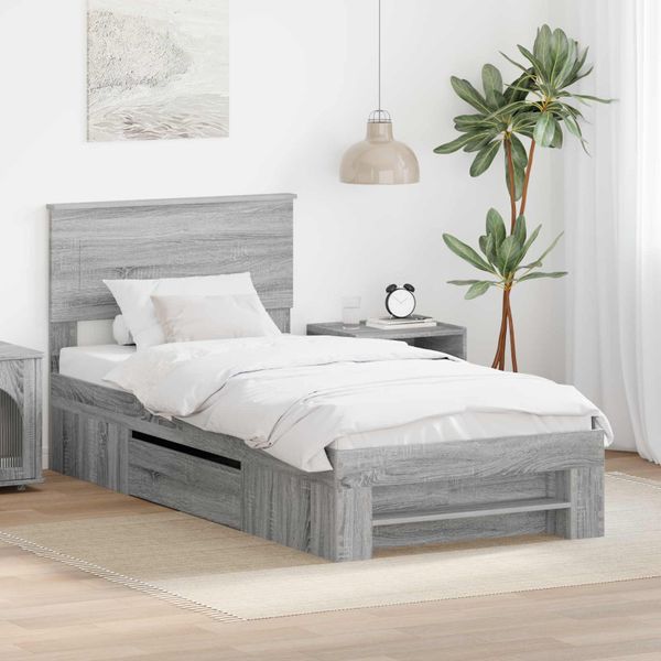 vidaXL Rám postele Sivý Sonoma 80 x 200 cm Kompozitné drevo
