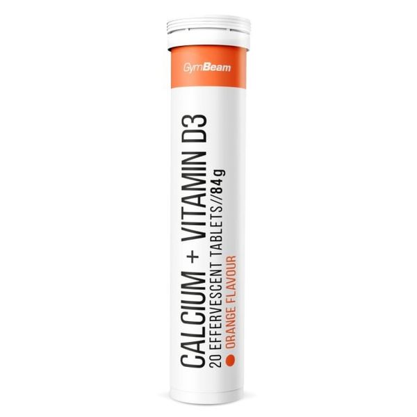Vápnik + vitamín D3 šumivý - GymBeam, 20 tab.