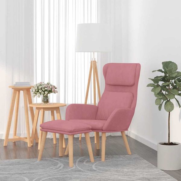 vidaXL Relaxačné kreslo s podnožkou ružové zamat