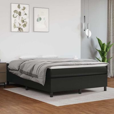 vidaXL Boxspring posteľ s matracom čierna 140x200 cm umelá koža