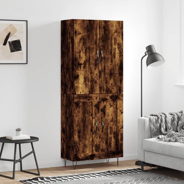 vidaXL Vysoká skrinka dymový dub 69,5x34x180 cm spracované drevo