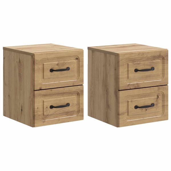 vidaXL Nástenná nočná skrinka 2 pcs Dub artisan 34,5 x 33 x 40 cm