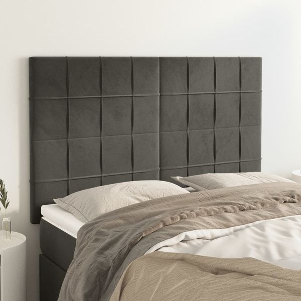 vidaXL Čelo postele tmavosivé 144x5x118/128 cm zamatové