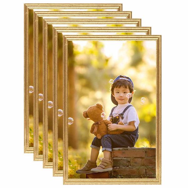 vidaXL Fotorámiky na stenu, koláž 5 ks, zlaté 42x59,4 cm, MDF