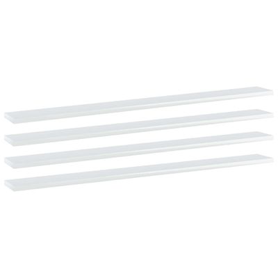 vidaXL Prídavné police 4ks, lesklé biele 100x10x1,5cm kompozitné drevo