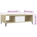 vidaXL Konferenčný stolík, biela+sonoma 103,5x60x35cm kompozitné drevo