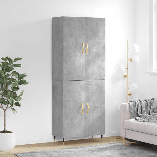 vidaXL Vysoká skrinka betónová sivá 69,5x34x180 cm spracované drevo