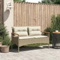 vidaXL Záhradná lavička s podložkami 116x62,5x74 cm béžová polyratan