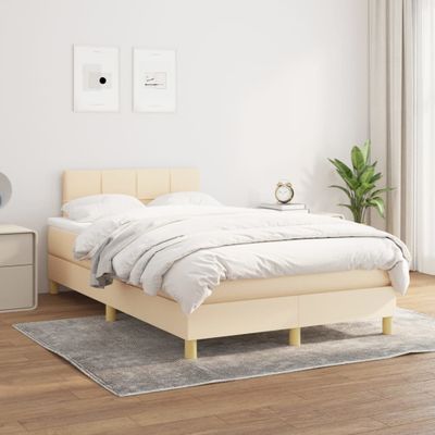vidaXL Boxspring posteľ s matracom krémový 120x200 cm látka