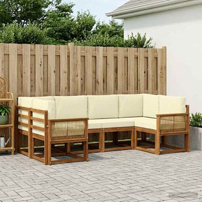 vidaXL Záhradná súprava gaučov 6 ks Prírodná a krémová