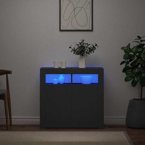 vidaXL Komoda s LED svetlami sivá 80x35x75 cm