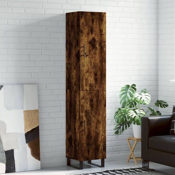 vidaXL Vysoká skrinka dymový dub 34,5x34x180 cm spracované drevo