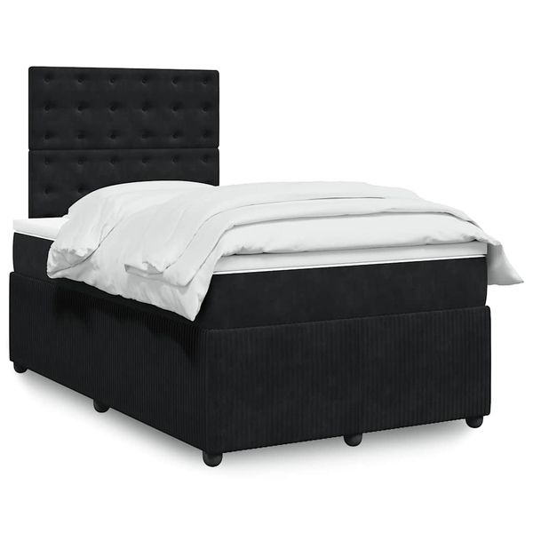 vidaXL Posteľný rám boxspring s matracom čierny 120x200 cm zamat