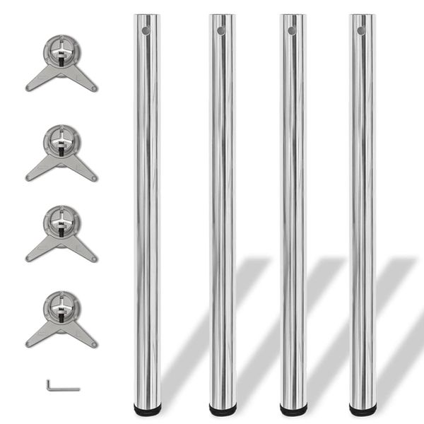 Výškovo nastaviteľné stolové nohy, 4ks, chrómované, 870 mm