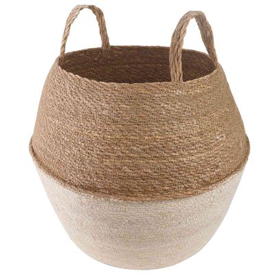 vidaXL Kvetináč s uchami Biela Ø 32 x 32 cm 100% Morská tráva