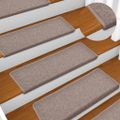 vidaXL Schodové rohože 15 ks 65x21x4 cm svetlohnedé s obdĺžnikovým okrajom