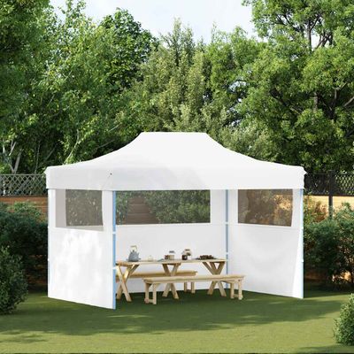 vidaXL Profesionálny skladací párty stan s 3 stenami biely 280x410x315 cm oceľový