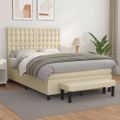 vidaXL Boxspring posteľ s matracom krémová 140x190 cm umelá koža