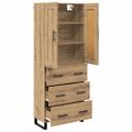 vidaXL Highboard 2 ks Remeselný dub 69,5 x 34 x 180 cm