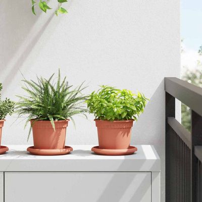 vidaXL Kvetináče 24 pcs Tehlovo červená Ø 12,5 x 10 cm Plast