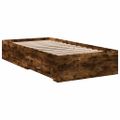 vidaXL Posteľný rám so zásuvkami dymový dub 75x190 cm kompozitné drevo