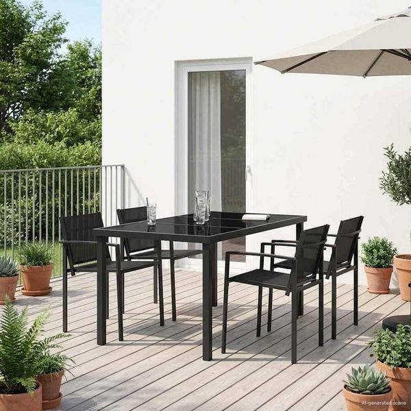 vidaXL Záhradný nábytok 5 pcs Čierna a antracit 160 x 80 x 73 cm