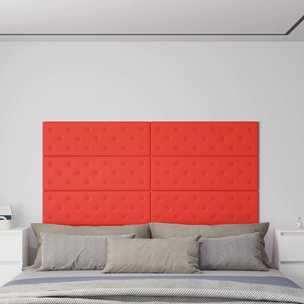 vidaXL Nástenné panely 12 ks červené 90x30 cm umelá koža 3,24 m²