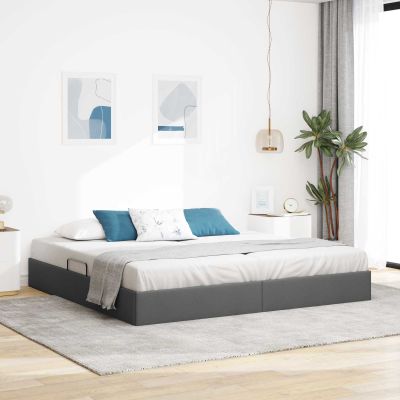vidaXL Otomanový posteľný rám Tmavo šedá 200 x 200 cm látka