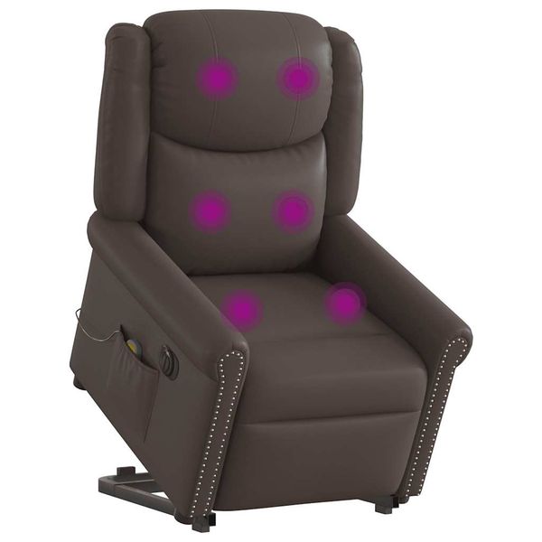 VidaXL Elektrické stojace masážne polohovacie kreslo Lesklá umelá koža