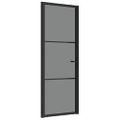 vidaXL Vnútorné dvere 76x201,5 cm čierne ESG sklo a hliník