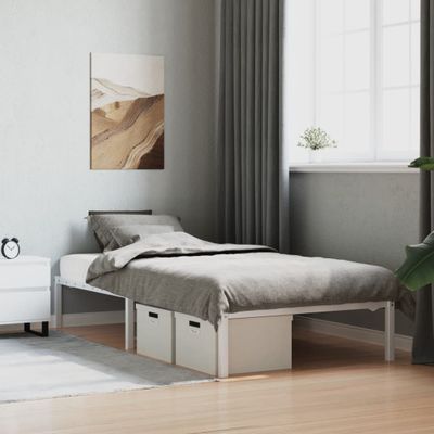 vidaXL Kovový posteľný rám biely 107x203 cm