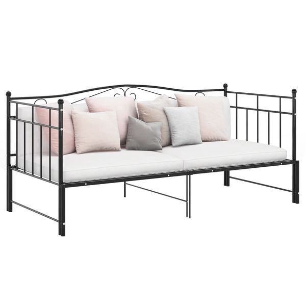 vidaXL Rám rozkladacej pohovky čierny kovový 90x200 cm