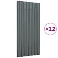 vidaXL Strešné panely 12 ks pozinkovaná oceľ antracitové 80x36 cm