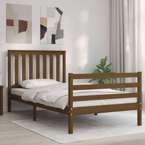 vidaXL Rám postele s čelom medovohnedý 100x200 cm masívne drevo
