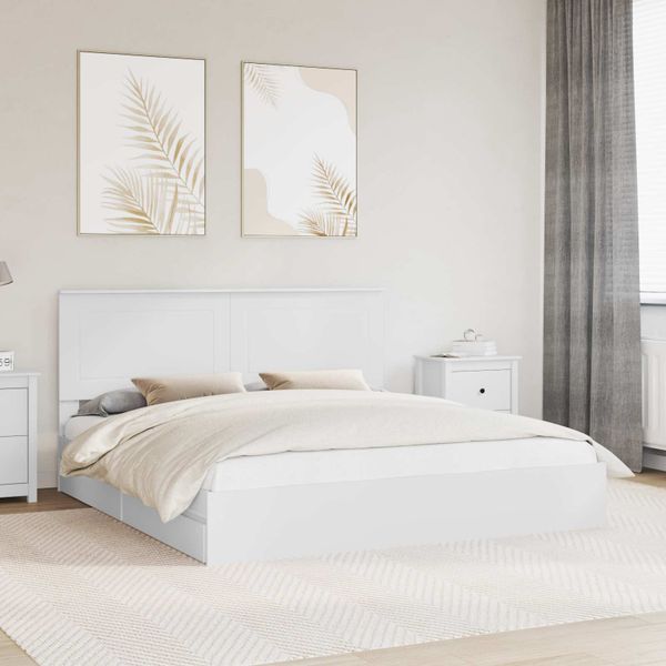 vidaXL Úložná posteľ so zásuvkou Biela 180 x 200 cm Kompozitné drevo