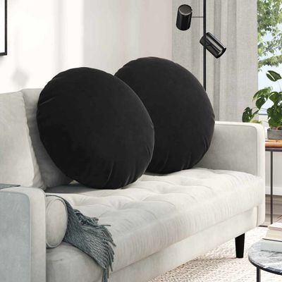 vidaXL Vankúše na sedenie 2 pcs Čierna Ø60 x 21 cm Zamat