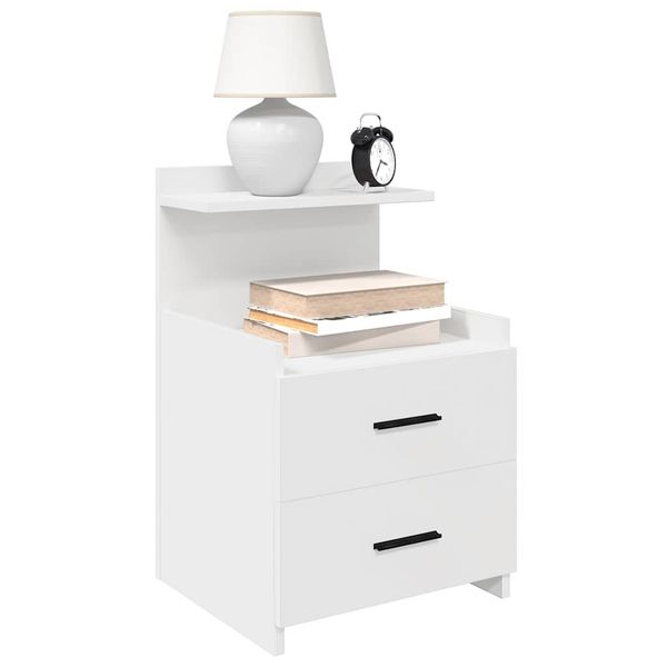 vidaXL Nočné stolíky 2 ks s 2 zásuvkami biele 40x36,5x62 cm