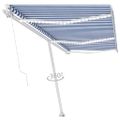vidaXL Ručne zaťahovacia markíza s LED 600x300 cm modrá a biela
