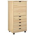 vidaXL Koliesková skriňa 53 x 39 x 103 cm Masívne borovicové drevo