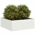 vidaXL Kvetináč biely 80x80x30 cm oceľ