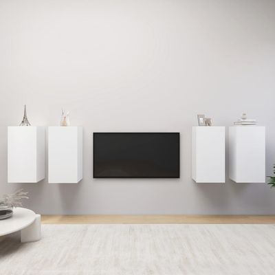 vidaXL TV skrinky 4 ks, biele 30,5x30x60 cm, kompozitné drevo