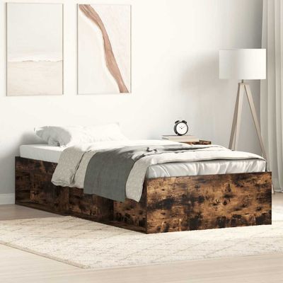 vidaXL Posteľný rám dymový dub 75x190 cm malé jednolôžko