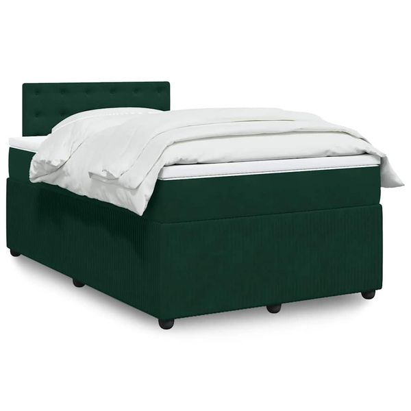 vidaXL Boxspring posteľ s matracom, tmavozelená 120x190cm, zamat