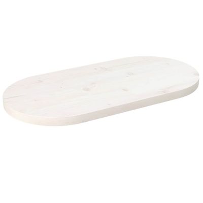 vidaXL Stolová doska, biela 60x30x2,5 cm, borovicový masív, oválna
