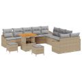 vidaXL Súprava záhradných pohoviek s vankúšom 13 pcs Béžová Poly ratan