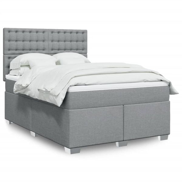 vidaXL Boxspring posteľ s matracom bledosivý 140x190 cm látka